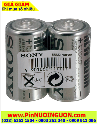 Pin Sony SUM2-NUP2A; Pin đại D 1.5v Sony SUM2-NUP2A New Ultra _ Vỉ 2viên | HẾT HÀNG